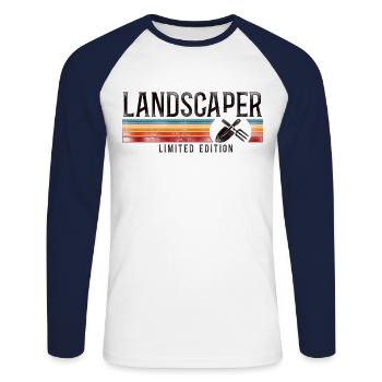 Landscaper Landscaping Landscape - Unisex Long Sleeve Baseball T-Shirt - white/navy - Front - Nik (191cm)