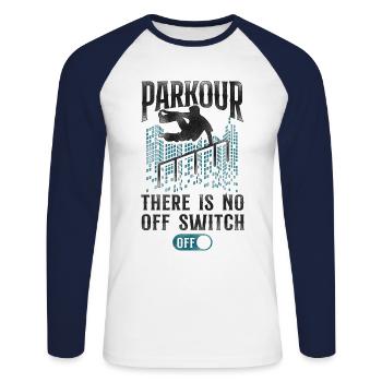 Parkour Free Running Traceur - Unisex Long Sleeve Baseball T-Shirt - white/navy - Front - Nik (191cm)