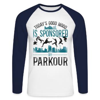 Parkour Free Running Traceur - Unisex Long Sleeve Baseball T-Shirt - white/navy - Front - Nik (191cm)
