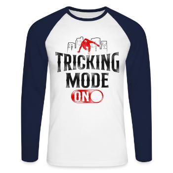 Parkour Free Running Traceur - Unisex Long Sleeve Baseball T-Shirt - white/navy - Front - Nik (191cm)