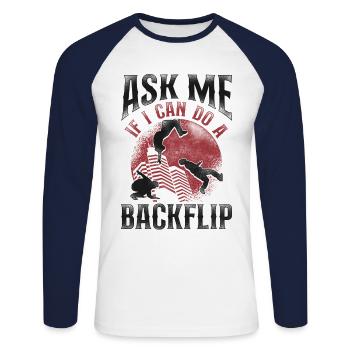 Parkour Free Running Traceur - T-shirt baseball manches longues Homme - blanc/marine - Devant - Nik (191cm)
