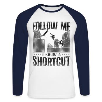 Parkour Free Running Traceur - Unisex Baseballshirt langarm - Weiß/Navy - Vorne - Nik (191cm)