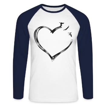 Parkour Free Running Traceur Heart - Unisex Long Sleeve Baseball T-Shirt - white/navy - Front - Nik (191cm)