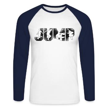 Parkour Free Running Traceur - T-shirt baseball manches longues Homme - blanc/marine - Devant - Nik (191cm)