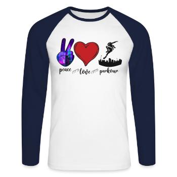 Parkour Free Running Traceur Fille - T-shirt baseball manches longues Homme - blanc/marine - Devant - Nik (191cm)