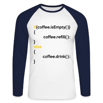 If Coffee Is Empty Coffee Refill Else Coffee Drink - Unisex Baseballshirt langarm - Weiß/Navy - Vorne - Nik (191cm)