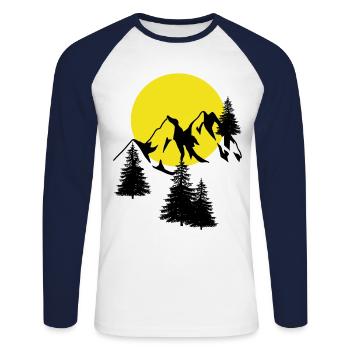 Montagnes Moon Peak Épicéa Conifères Sapins Naturel - T-shirt baseball manches longues Homme - blanc/marine - Devant - Nik (191cm)