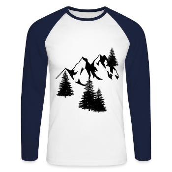 Montagnes Sommets Alpes Autriche Suisse Alm - T-shirt baseball manches longues Homme - blanc/marine - Devant - Nik (191cm)