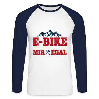 E-bike mountain or valley does not matter to me Pedelec e-bike - Unisex Long Sleeve Baseball T-Shirt - white/navy - Front - Nik (191cm)