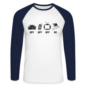 Parkour Free Running Traceur - T-shirt baseball manches longues Homme - blanc/marine - Devant - Nik (191cm)