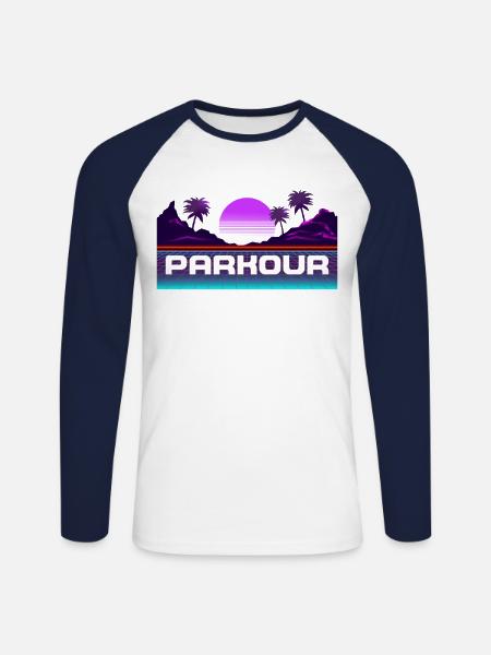Parkour Free Running Traceur 80S - Unisex Long Sleeve Baseball T-Shirt - white/navy