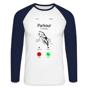 Parkour Free Running Traceur Phone - Unisex Baseballshirt langarm - Weiß/Navy - Vorne - Nik (191cm)