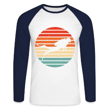 Vintage Graphic Diver Diving Scuba Diver Apnoe Sno - Unisex Baseballshirt langarm - Weiß/Navy - Vorne - Nik (191cm)