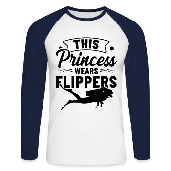 This Princess Wear Flippers Diver Scuba Diver Divi - Unisex Baseballshirt langarm - Weiß/Navy - Vorne - Nik (191cm)