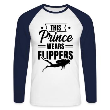 This Prince Wears Flippers Diver Scuba Diver Divin - Unisex Baseballshirt langarm - Weiß/Navy - Vorne - Nik (191cm)
