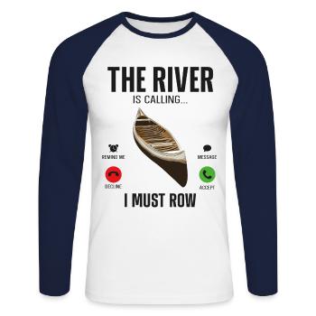 Canoe Canoeing Vintage Phone - Unisex Long Sleeve Baseball T-Shirt - white/navy - Front - Nik (191cm)