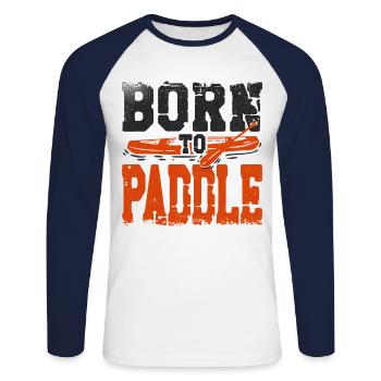Canoe Canoeing Vintage Retro Born - Unisex Long Sleeve Baseball T-Shirt - white/navy - Front - Nik (191cm)