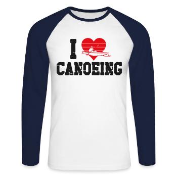 Canoe Canoeing Heart Vintage I - Unisex Long Sleeve Baseball T-Shirt - white/navy - Front - Nik (191cm)