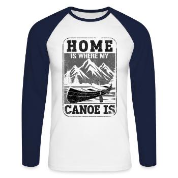 Canoe Canoeing Vintage Home Is - Unisex Long Sleeve Baseball T-Shirt - white/navy - Front - Nik (191cm)