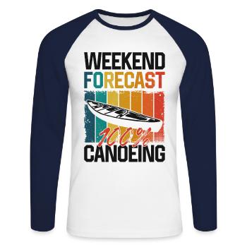 Canoe Canoeing Vintage Retro - Unisex Baseballshirt langarm - Weiß/Navy - Vorne - Nik (191cm)