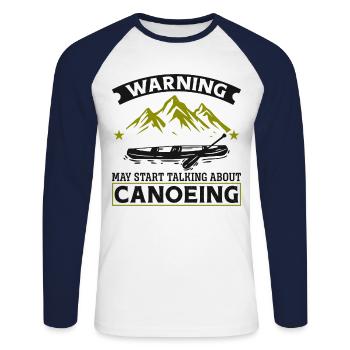 Canoe Canoeing Vintage Warning May - Unisex Baseballshirt langarm - Weiß/Navy - Vorne - Nik (191cm)