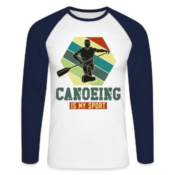 Canoe Canoeing Racing Canoe - Unisex Long Sleeve Baseball T-Shirt - white/navy - Front - Nik (191cm)