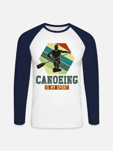 Canoe Canoeing Racing Canoe - Unisex Long Sleeve Baseball T-Shirt - white/navy