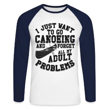 Canoe Canoeing Vintage I Just Want - Unisex Long Sleeve Baseball T-Shirt - white/navy - Front - Nik (191cm)