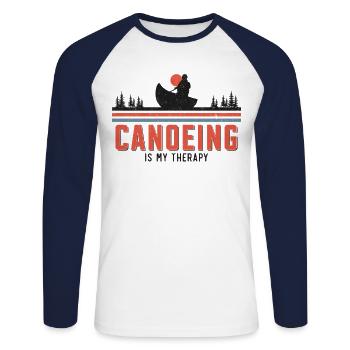 Canoe Canoeing Lake River Vintage - Unisex Baseballshirt langarm - Weiß/Navy - Vorne - Nik (191cm)