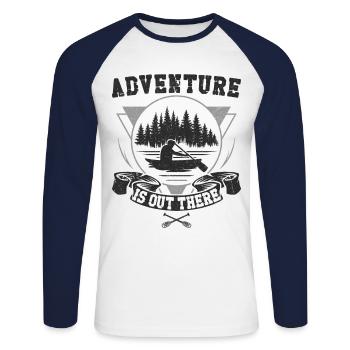 Canoe Canoeing Vintage Adventure - Unisex Baseballshirt langarm - Weiß/Navy - Vorne - Nik (191cm)