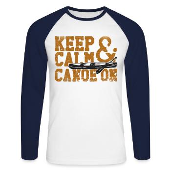 Canoe Canoeing Vintage Keep Calm - Unisex Baseballshirt langarm - Weiß/Navy - Vorne - Nik (191cm)
