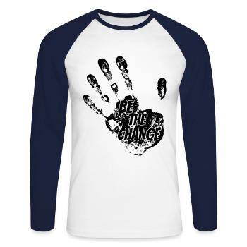 Be The Change Gay Pride Lgbtq Rainbow Transgender - Unisex Baseballshirt langarm - Weiß/Navy - Vorne - Nik (191cm)