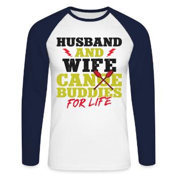 Canoe Canoeing Marriage Wedding - Unisex Baseballshirt langarm - Weiß/Navy - Vorne - Nik (191cm)