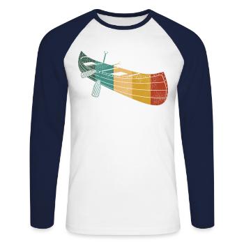 Canoe Canoeing Retro Vintage - Unisex Baseballshirt langarm - Weiß/Navy - Vorne - Nik (191cm)