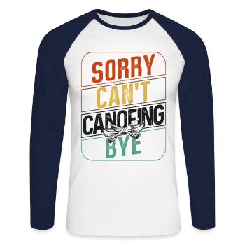 Canoe Canoeing Retro Vintage Sorry - Unisex Baseballshirt langarm - Weiß/Navy - Vorne - Nik (191cm)