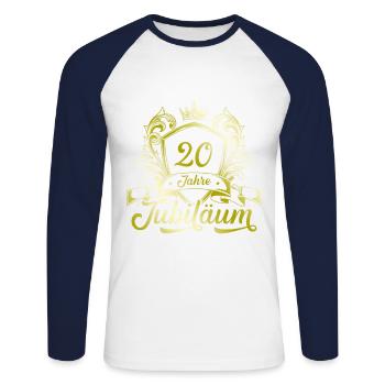 20 Zahl Kranz - Unisex Baseballshirt langarm - Weiß/Navy - Vorne - Nik (191cm)