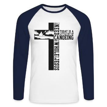 Canoë Canoë Jesus Cross Vintage - T-shirt baseball manches longues Homme - blanc/marine - Devant - Nik (191cm)