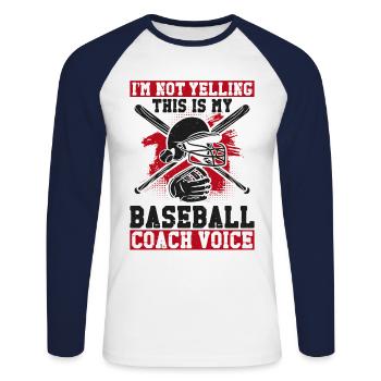 Entraîneur de fans de baseball Vintage Je ne suis pas - T-shirt baseball manches longues Homme - blanc/marine - Devant - Nik (191cm)