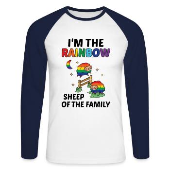 I'm The Rainbow Sheep In The Family Lesbian Love G - Unisex Baseballshirt langarm - Weiß/Navy - Vorne - Nik (191cm)