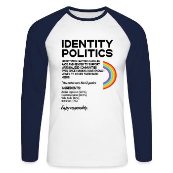 Identity Politics Pride Lgbtq Rainbow Transgender - Unisex Baseballshirt langarm - Weiß/Navy - Vorne - Nik (191cm)