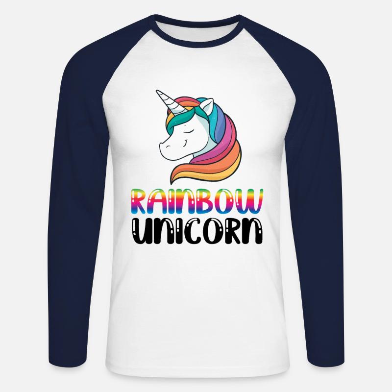 Rainbow Unicorn Bisexual Transgender Pride Rainbow - Unisex Baseballshirt langarm - Weiß/Navy