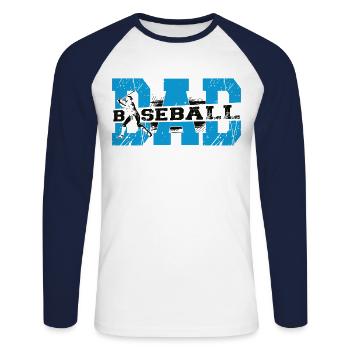 Baseball Fan Dad Father Vintage - Unisex Baseballshirt langarm - Weiß/Navy - Vorne - Nik (191cm)