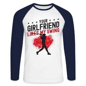 Baseball Fan Batter Vintage Your - Unisex Long Sleeve Baseball T-Shirt - white/navy - Front - Nik (191cm)