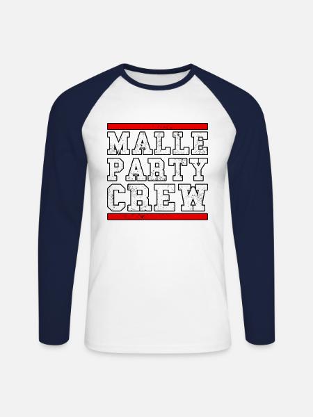 Malle Party Crew - Unisex Baseballshirt langarm - Weiß/Navy