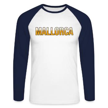Bière de Majorque - T-shirt baseball manches longues Homme - blanc/marine - Devant - Nik (191cm)