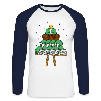 Arbre de Noël des fans de baseball - T-shirt baseball manches longues Homme - blanc/marine - Devant - Nik (191cm)