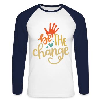 Be The Change Gay Pride Lgbtq Rainbow Transgender - Unisex Baseballshirt langarm - Weiß/Navy - Vorne - Nik (191cm)