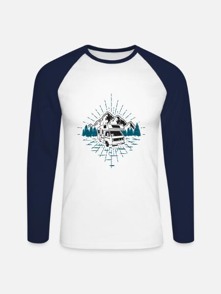 Motorhome holiday - Unisex Long Sleeve Baseball T-Shirt - white/navy