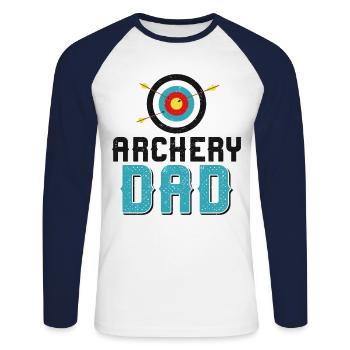 Archery Bow Archer Dad Father - Unisex Long Sleeve Baseball T-Shirt - white/navy - Front - Nik (191cm)