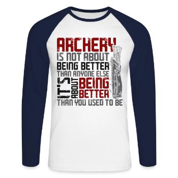 Archery Bow Archer Vintage Archery - Unisex Baseballshirt langarm - Weiß/Navy - Vorne - Nik (191cm)